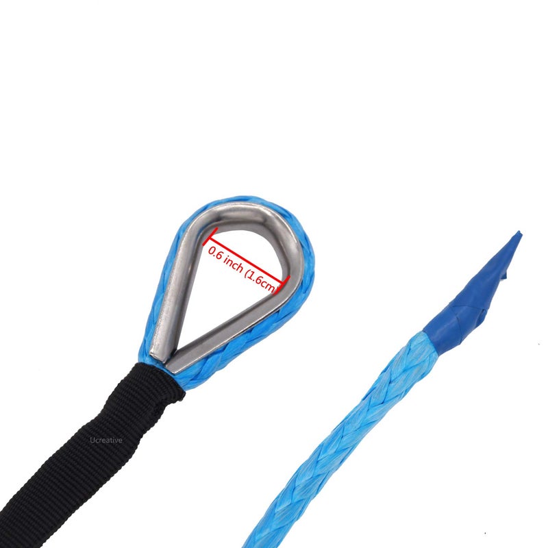 Ucreative 3/16 Inch x 50 Feet Synthetic Winch Line Cable Rope 8 350LBs with Black Protecing Sleeve for ATV UTV (Blue) - Image 3
